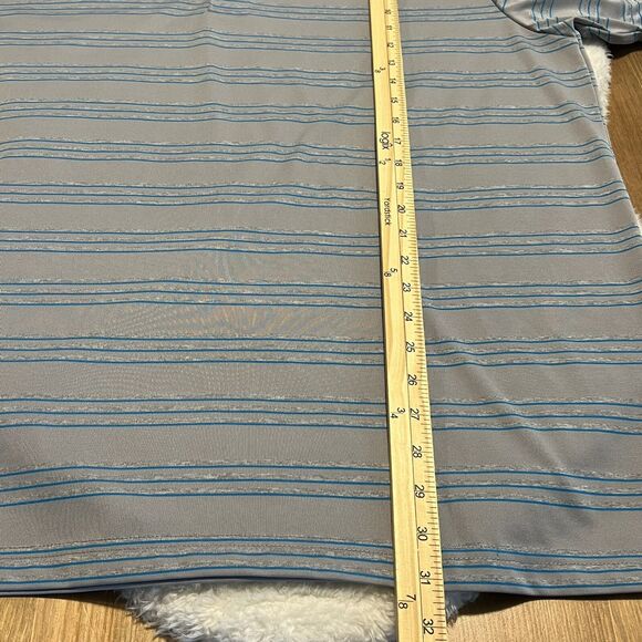 PGA Tour Mens Golf Athletic Fit Polo Shirt Size 2XL Gray Blue Striped Shirt - Picture 12 of 12